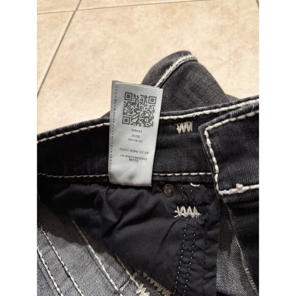 True Religion Ricky Jeans Mens 30x32 Black Relaxed Straight Denim Rope Flap - Picture 7 of 10